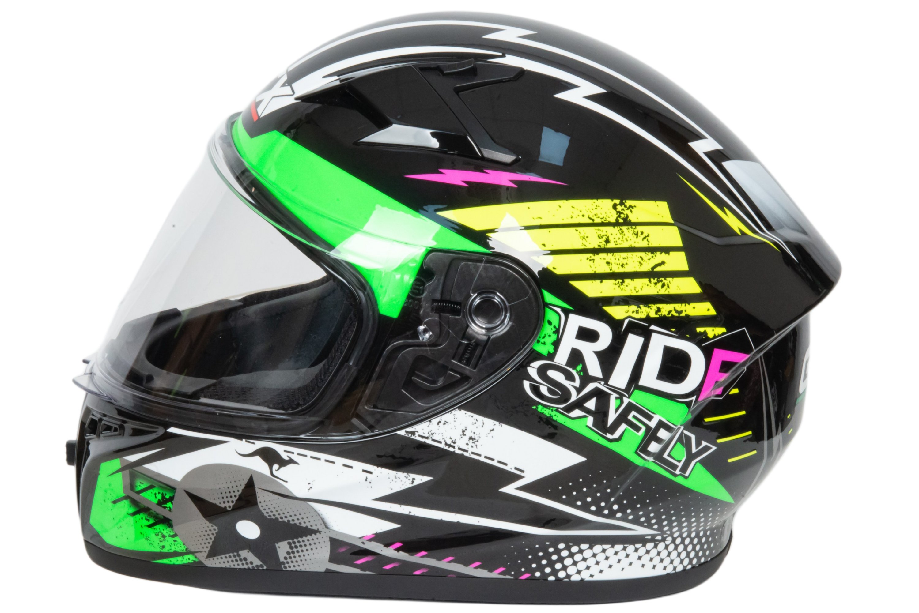 Шлем мото интеграл GTX 578S №1 (S) BLACK / FLUO GREEN YELLOW подростковый