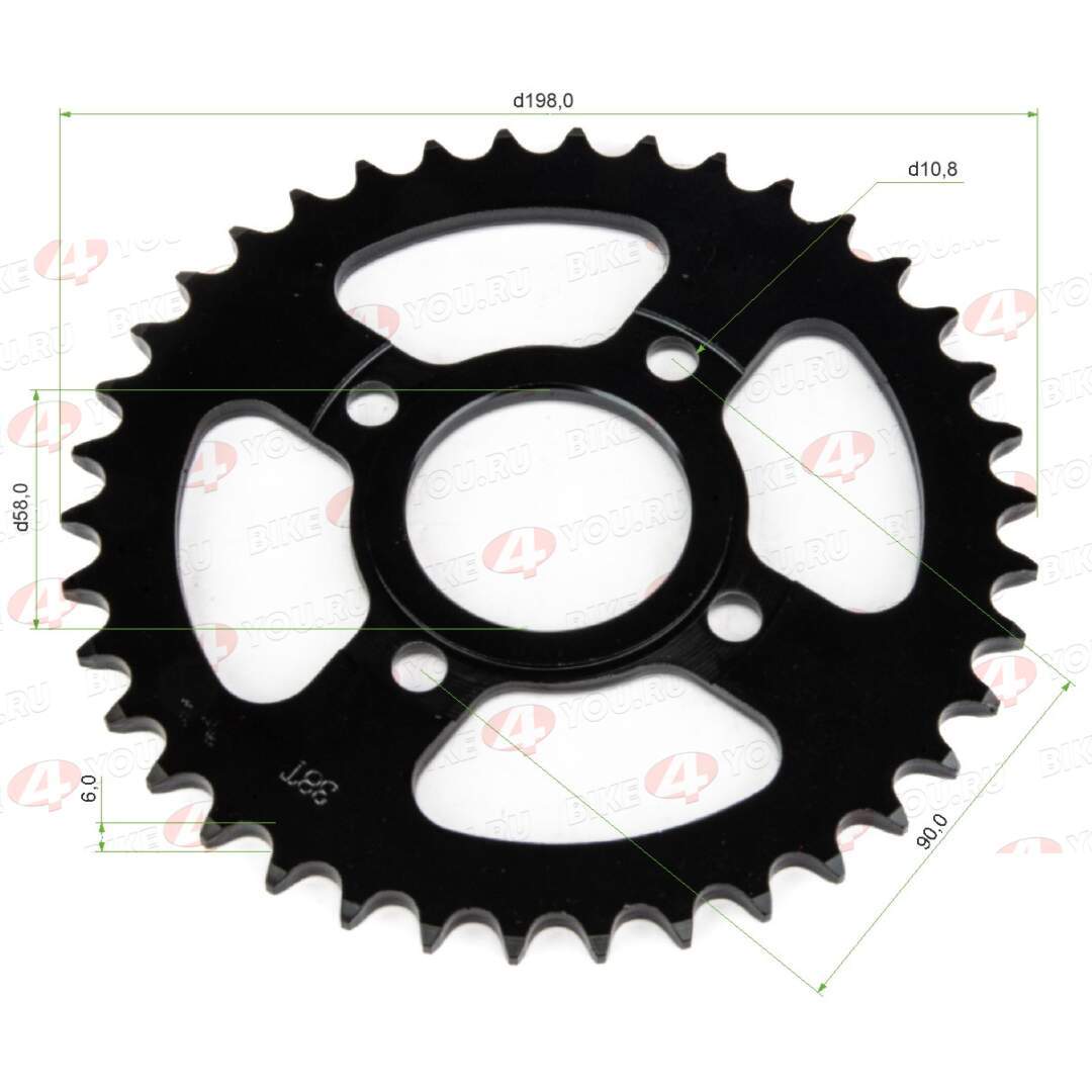 Венец, звезда ведомая (520-38) CG/CB 4х90х58 черная