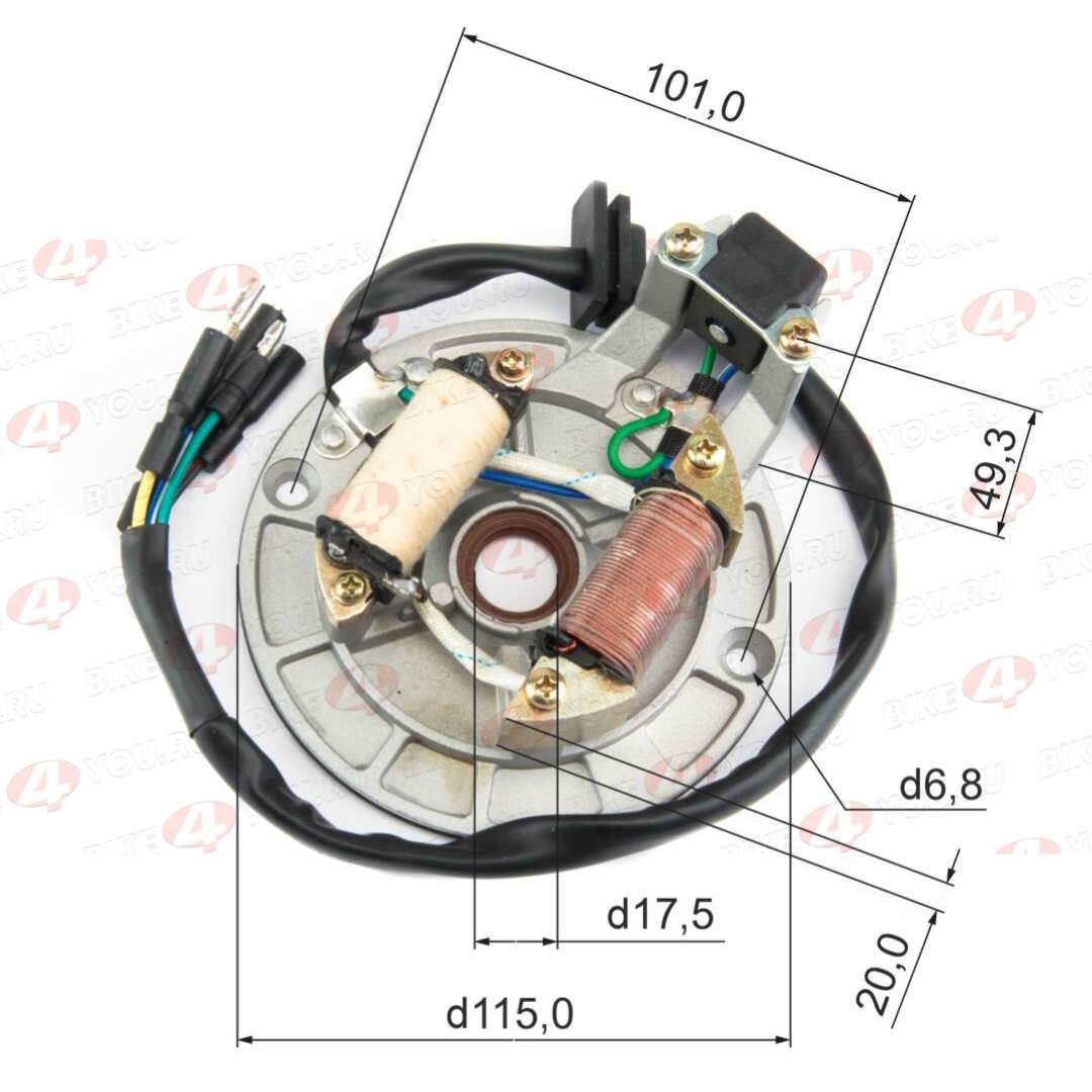 Статор генератора 156FMJ YX140 (W063) 140см3  X-TECH