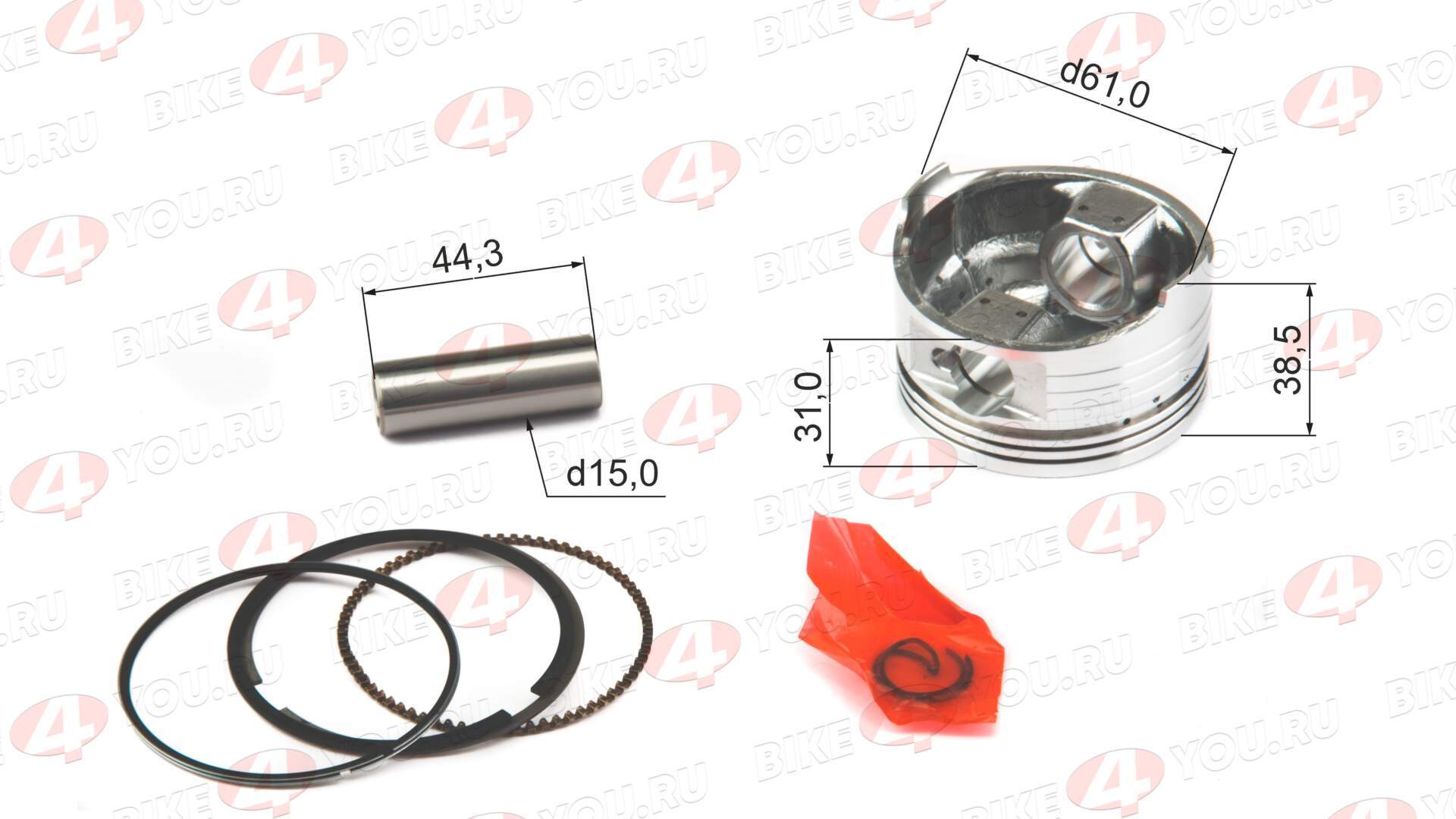 Поршень в сборе 161QMK 200см3 с реверсом d=61mm 