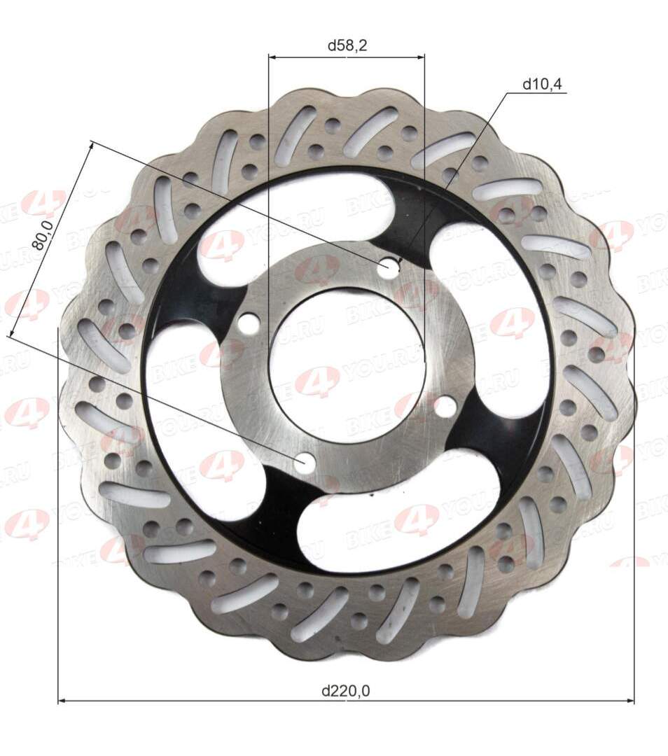 Диск тормозной задний (220x58x4) (толщ. 3 мм) TTR250a,TTR250Sa