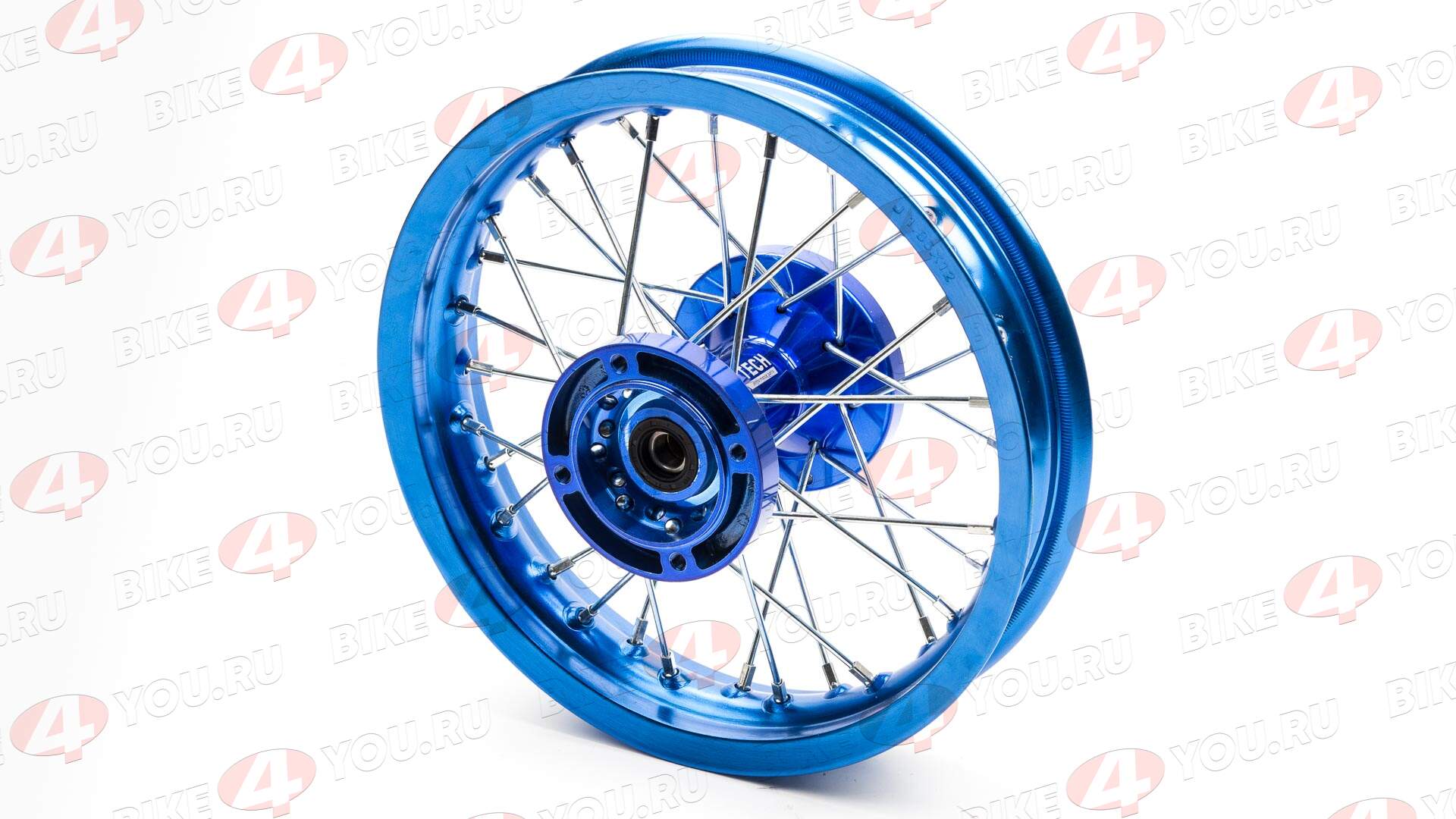 Обод задний 12" (1,85-R12 d=15mm) CNC ступица, алюминий/синий X-TECH (4х100х76/4х92х76 дск/звзд)