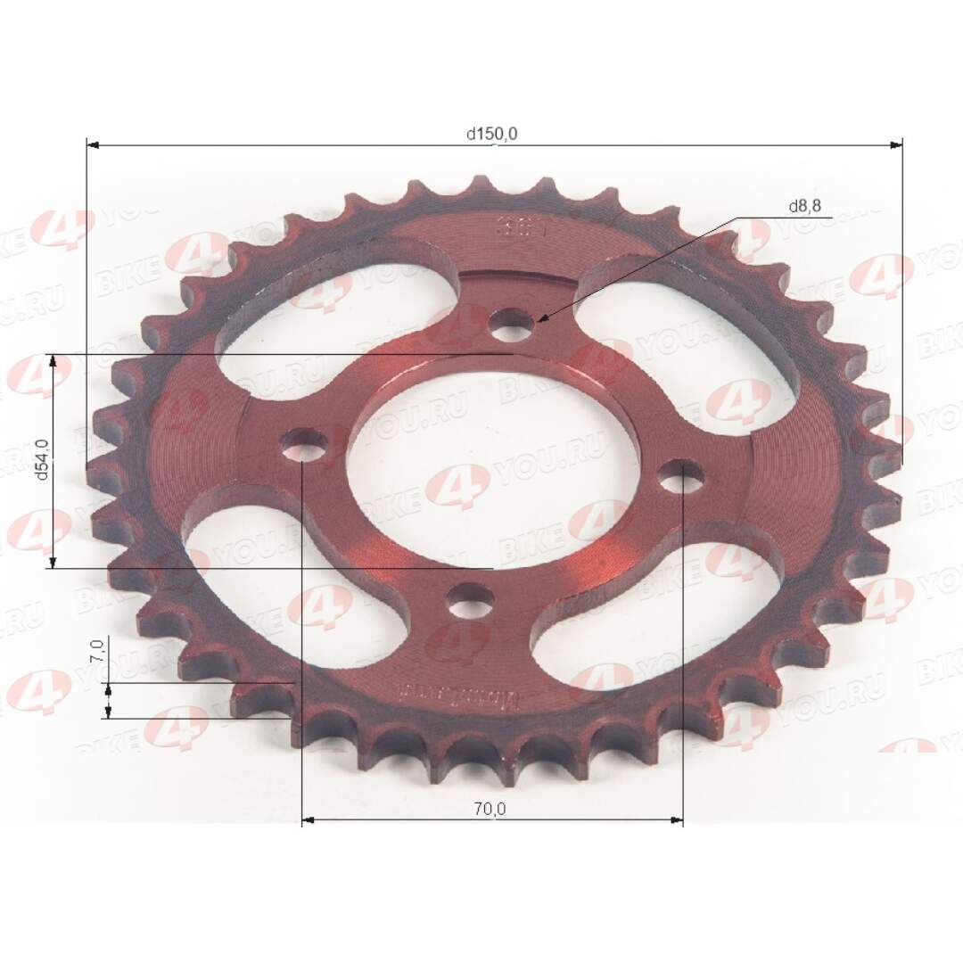 Венец, звезда ведомая (428-36) красная 4х70х54
