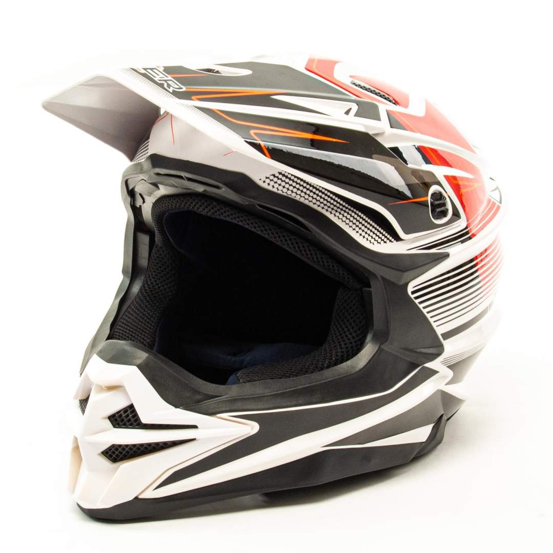 Шлем мото кроссовый HIZER J6803 №1 (S) WHITE/ORANGE