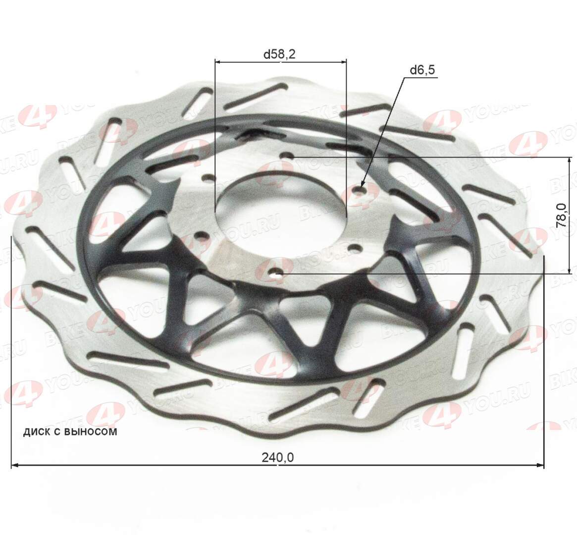 Диск тормозной передний Flash 200, выгнутая