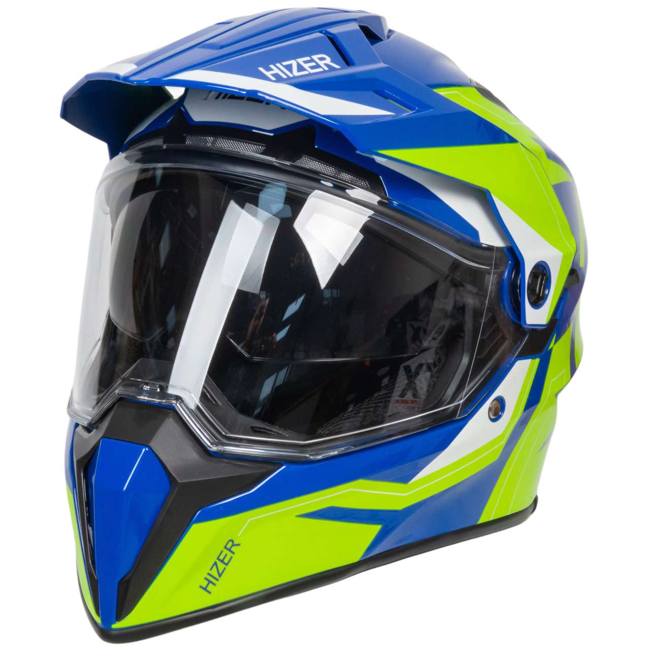 Шлем мото мотард HIZER J6808 №2 (XXL) yellow/blue
