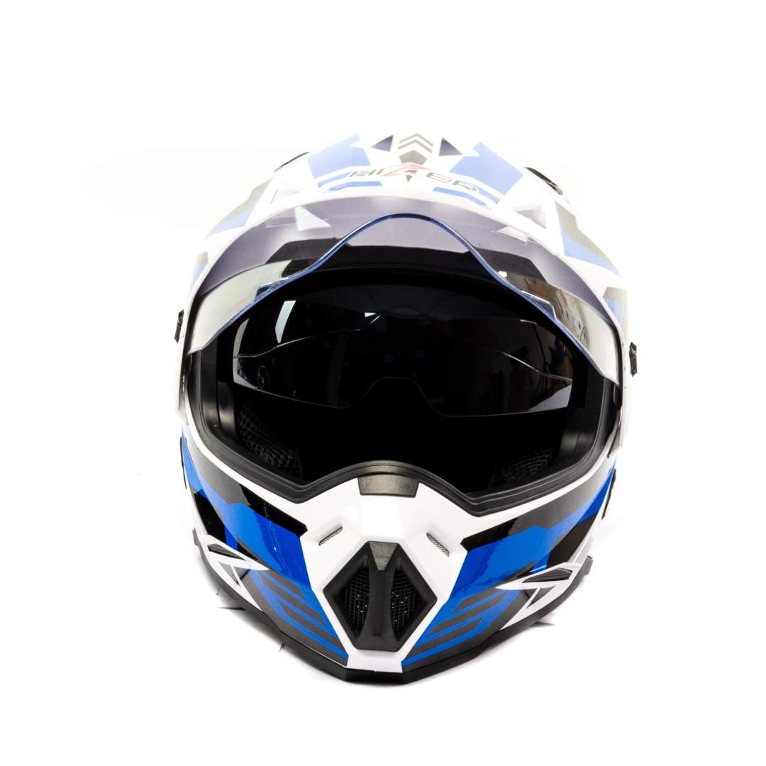Шлем мото кроссовый HIZER J6801 №6 (L) white/blue