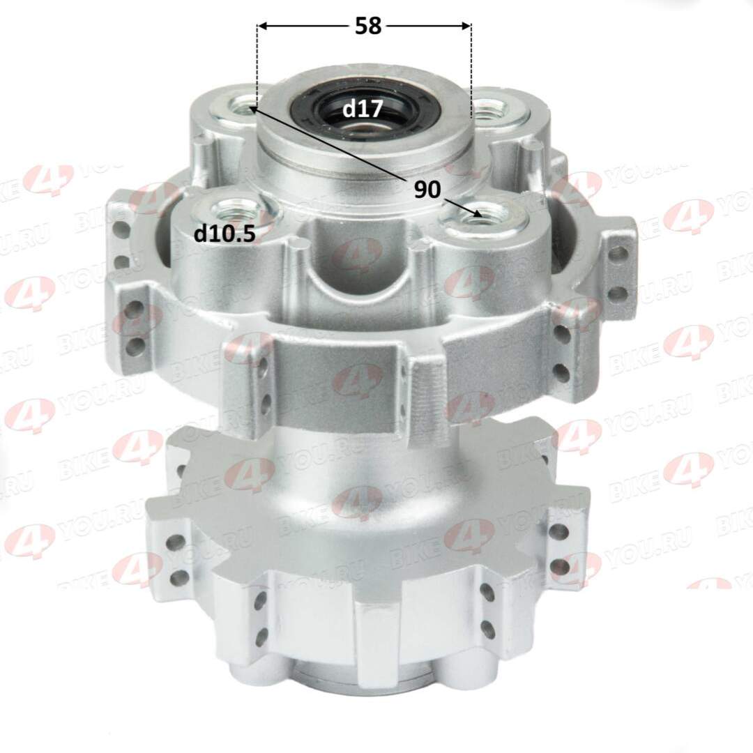 Ступица задняя 18" (звезда 4x58x90) (диск 4x58x80)  ось 17 мм.