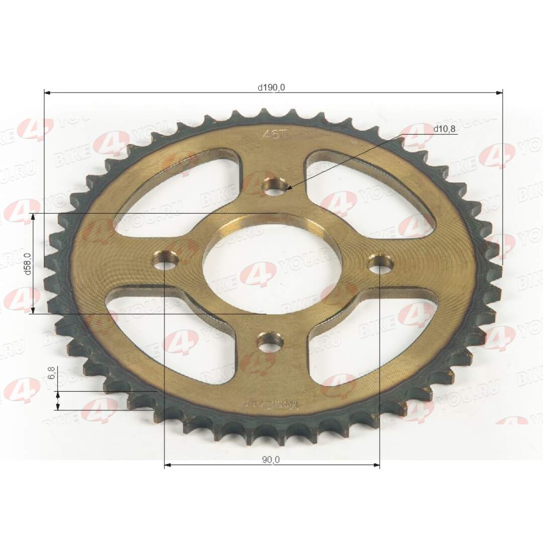Венец, звезда ведомая (428H-46) сталь, закаленные зубья CG/CB 4х90х58