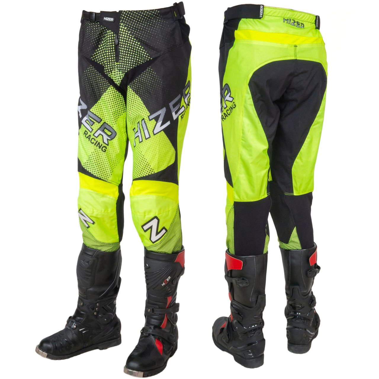 Штаны для мотокросса HIZER / Neon-Green/White (M)