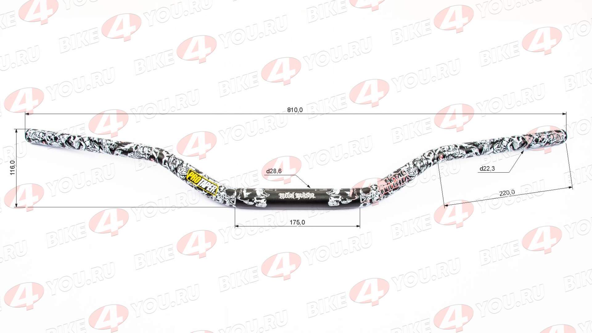 Руль 28мм OTOM №6 черный, L=810 мм