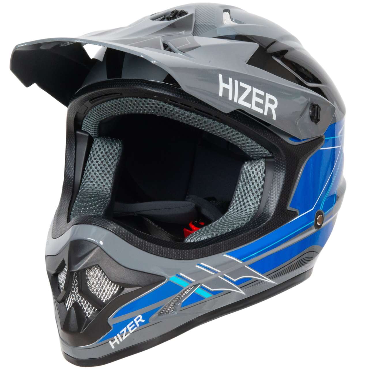 Шлем мото кроссовый HIZER J6805 №4 (S) grey/blue
