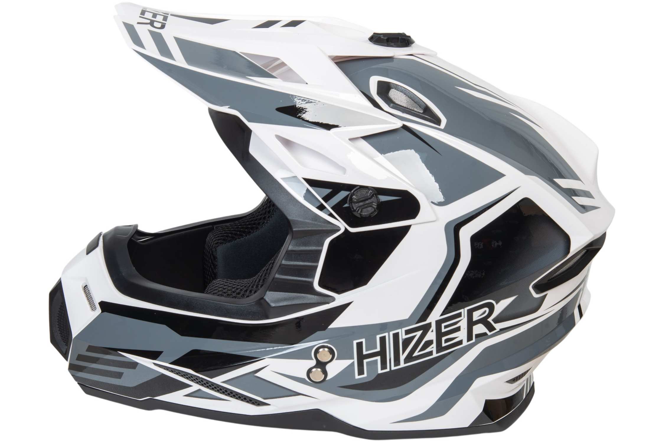 Шлем мото кроссовый HIZER J6801 №4 (M) white/gray