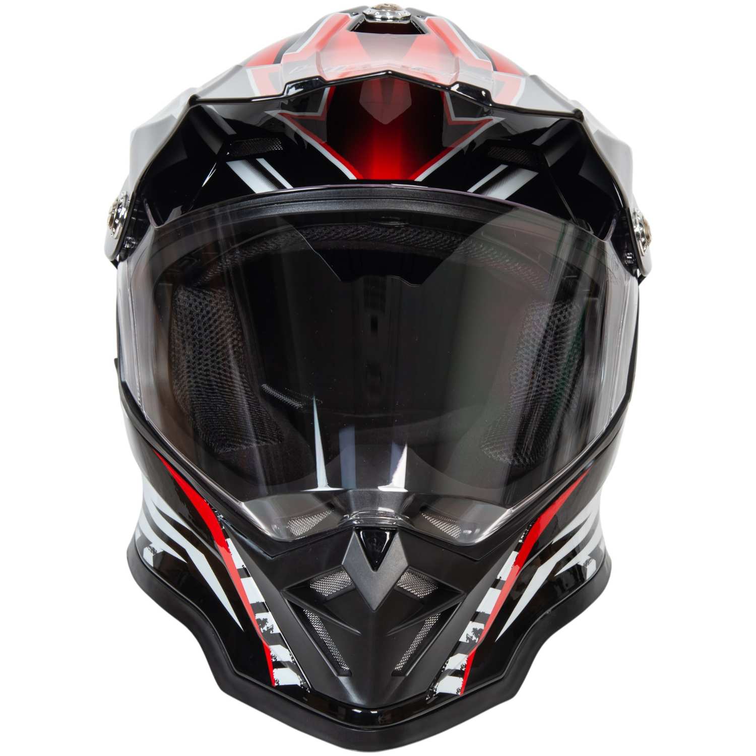 Шлем мото мотард HIZER B6197-1 №2 (XL)  black/red/white