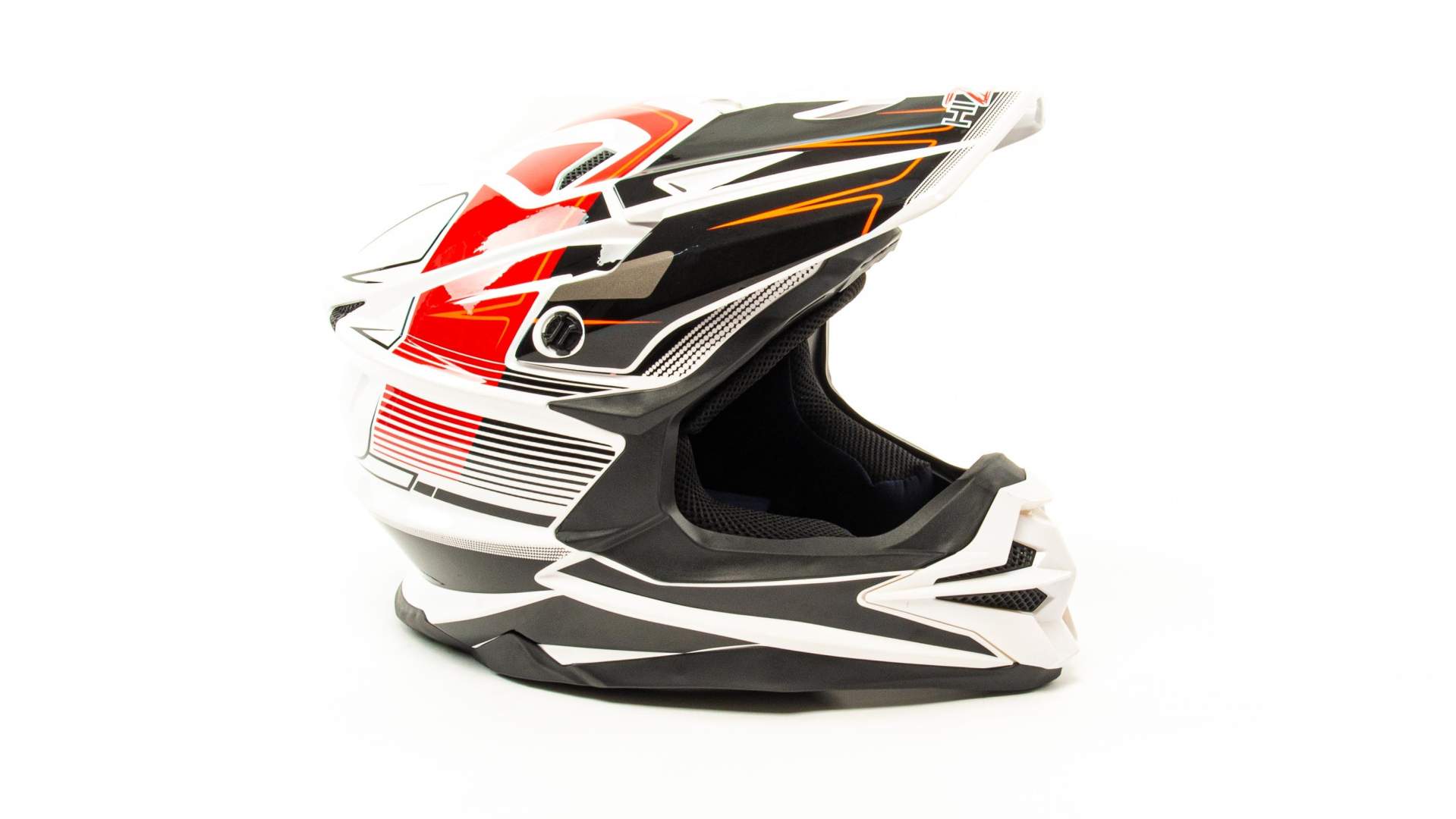 Шлем мото кроссовый HIZER J6803 №1 (M) WHITE/ORANGE