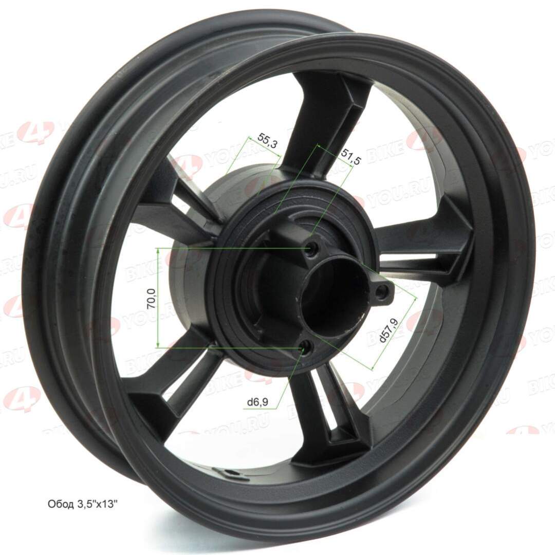 Обод задний литой 3,50-13" (диск.торм), п/вал 19 шлиц.