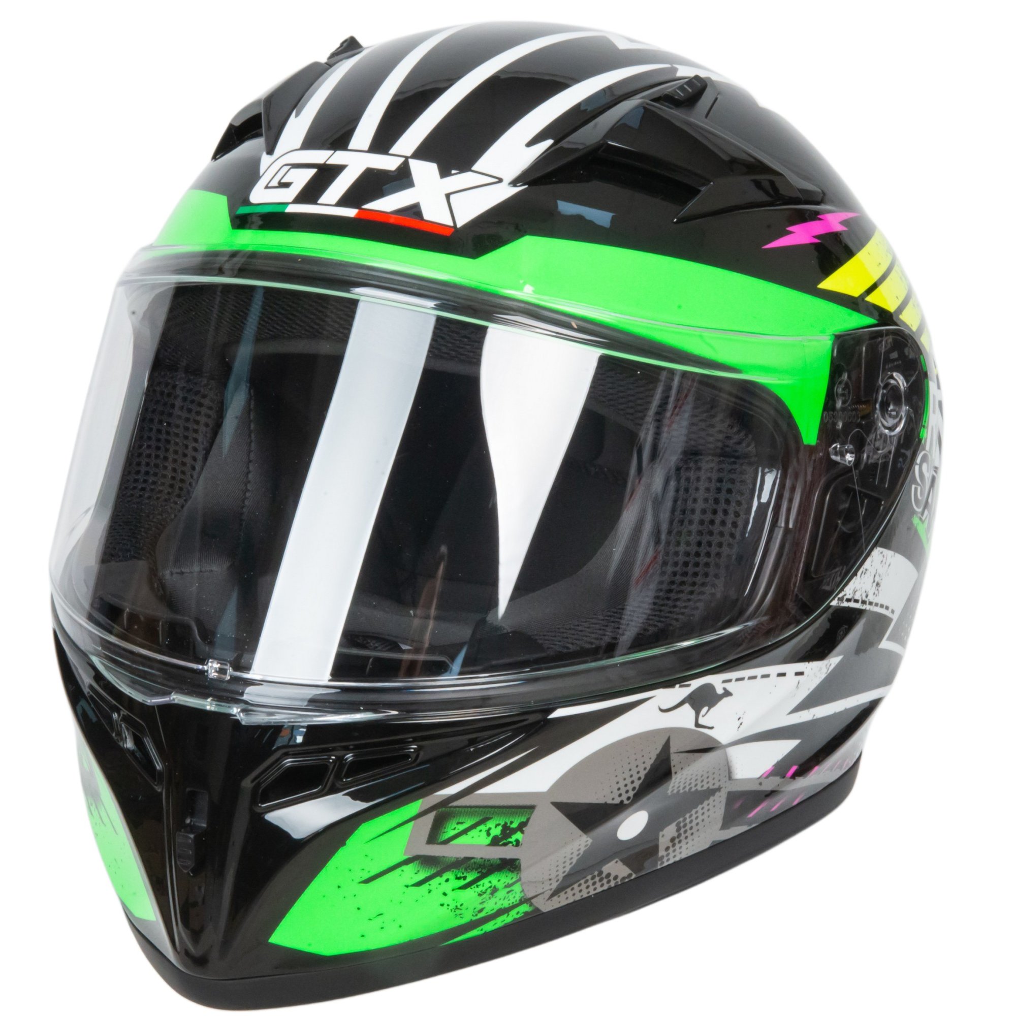 Шлем мото интеграл GTX 578S №1 (S) BLACK / FLUO GREEN YELLOW подростковый