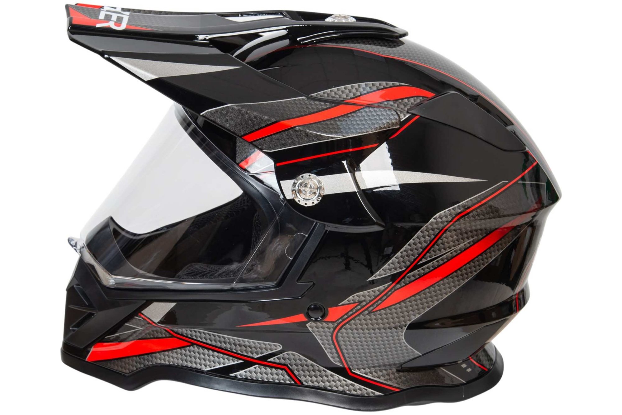 Шлем мото мотард HIZER B6197-1 №5 (XL) black/red