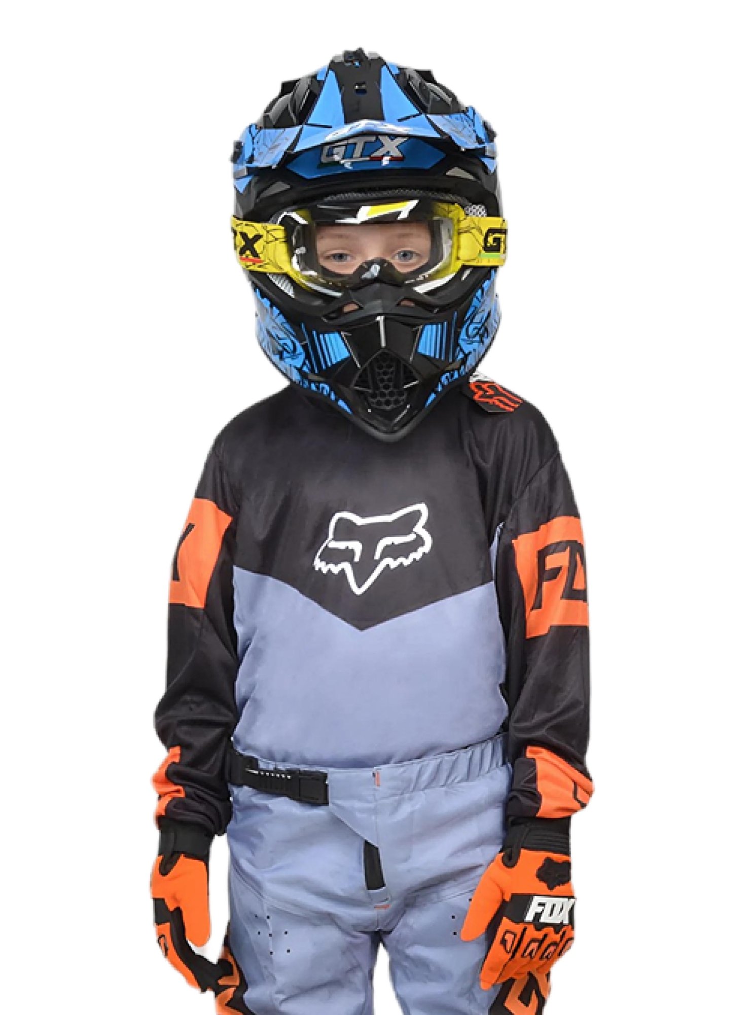 Джерси/футболка для мотокросса (детская) FOX №4 / Grey/Orange (рост 130 см)