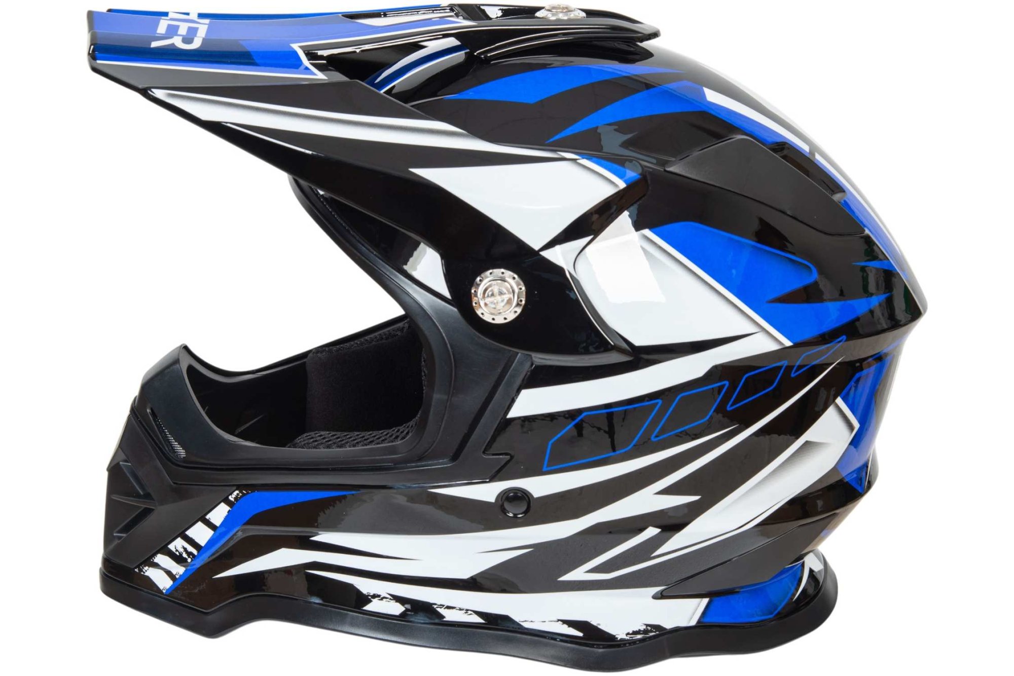 Шлем мото кроссовый HIZER B6197 №4 (S) black/blue/white