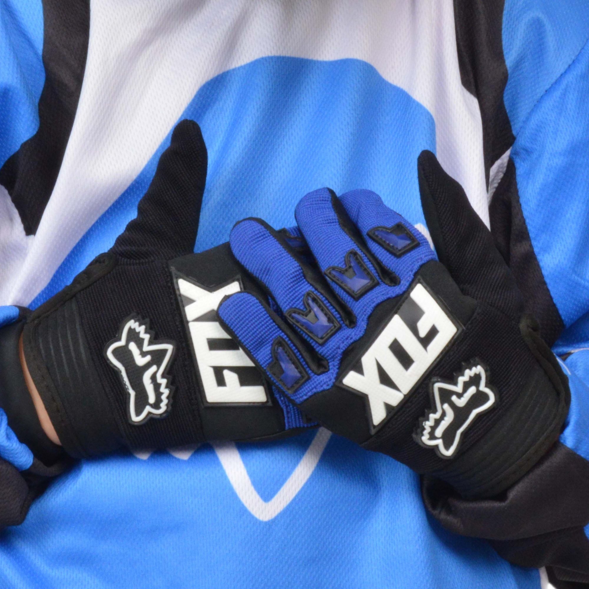 Перчатки мото (детские) FOX №3 Black/Blue (17 см/10-11 лет) мотокросс