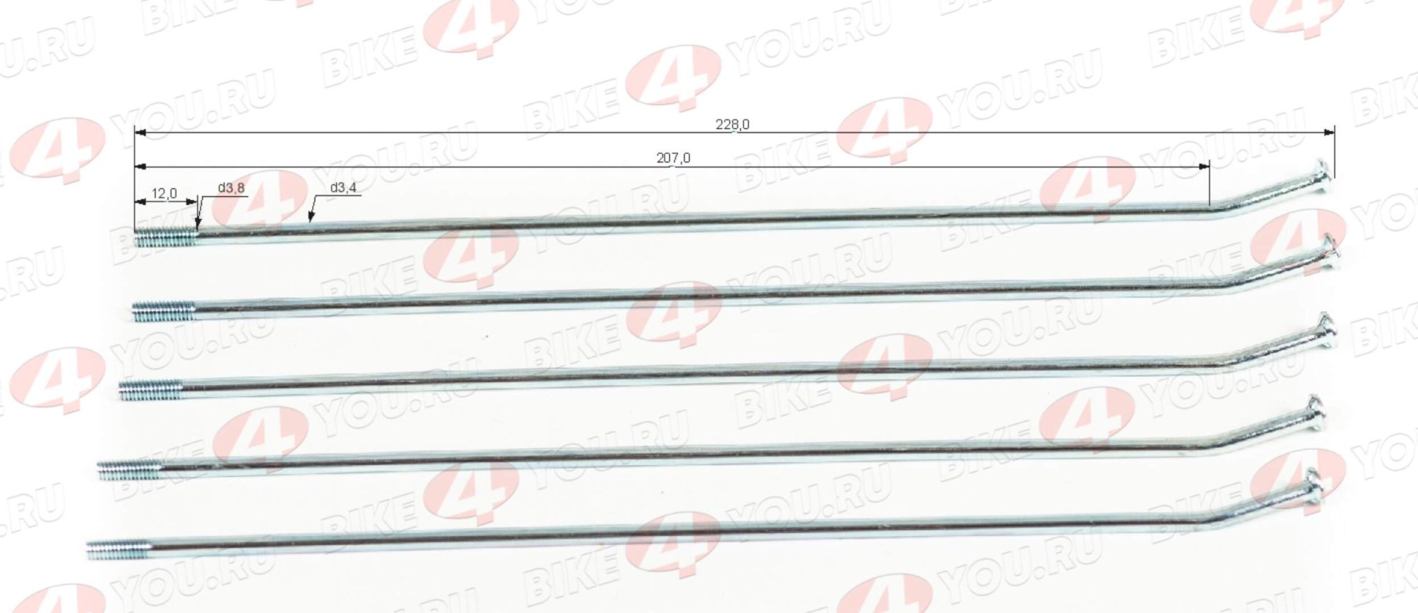 Спицы + ниппель 19" (215 мм, D=3,6 мм, компл.=32шт)