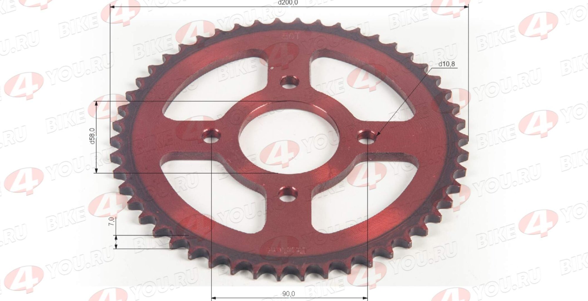 Венец, звезда ведомая (428H-50) CG/CB 4х90х58 красная