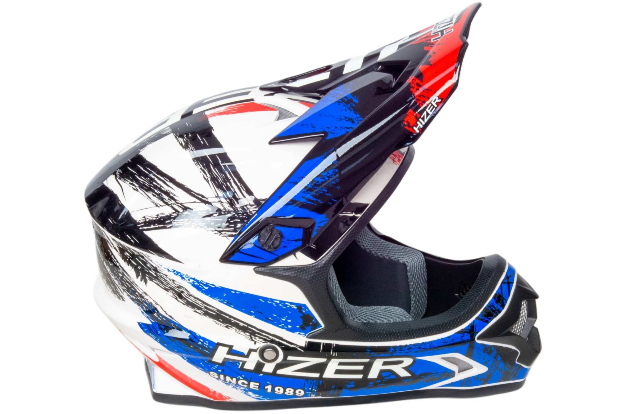 Шлем мото кроссовый HIZER J6805 №1 (XL) black/white/blue